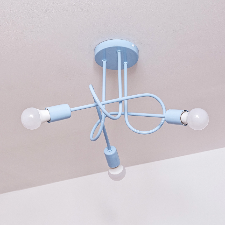 Plafonnière OXFORD 3xE27/15W/230V blauw