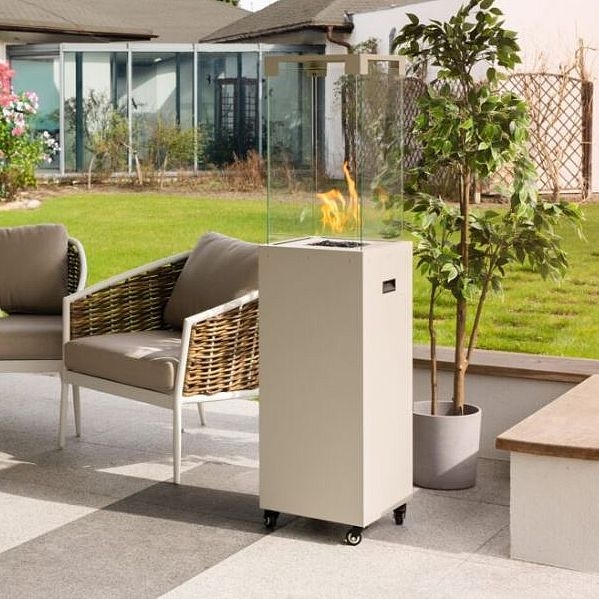 Planika - Buiten gas haard 142x36 cm 8kW 1xAAA wit + beschermende hoes