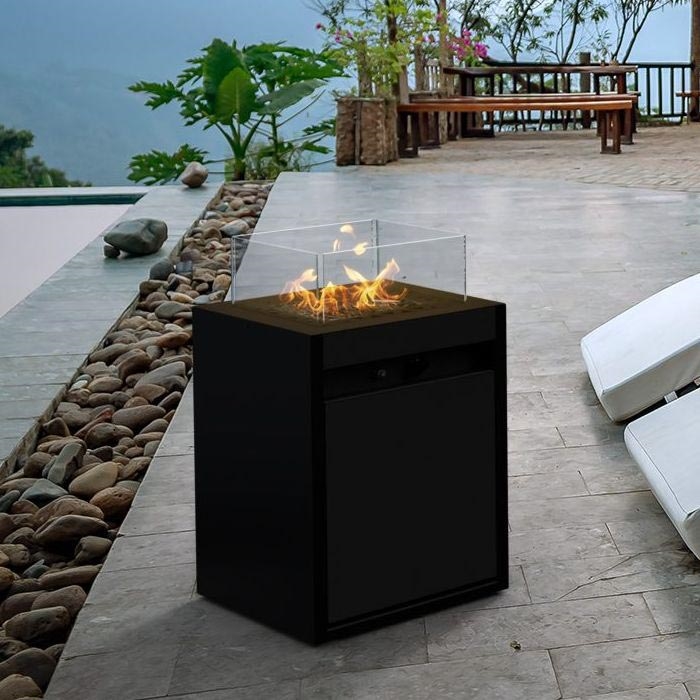 Planika - Buiten gas haard 79,7x48 cm 10kW 1xAAA zwart + beschermende hoes