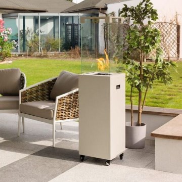 Planika - Cheminée à gaz d'extérieur 142x36 cm 8kW blanc + housse de protection