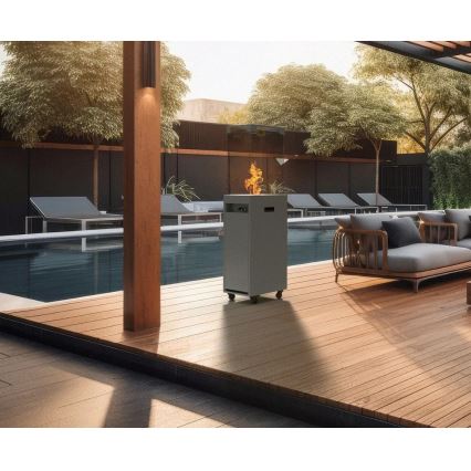 Planika - Buiten gas haard 142x36 cm 8kW 1xAAA grijs + beschermende hoes
