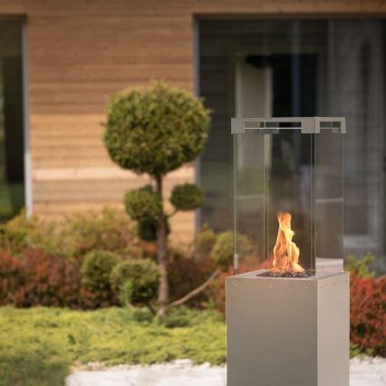 Planika - Buiten gas haard 142x36 cm 8kW 1xAAA grijs + beschermende hoes