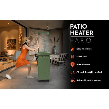 Planika - Buiten gas haard 142x36 cm 8kW 1xAAA groen + beschermende hoes