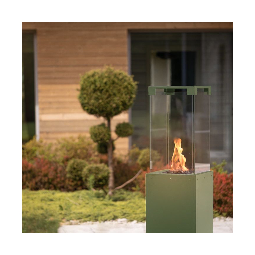Planika - Buiten gas haard 142x36 cm 8kW 1xAAA groen + beschermende hoes