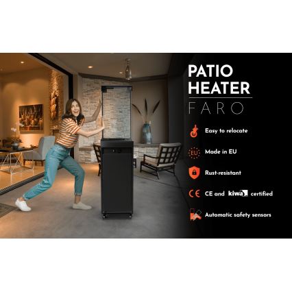 Planika - Buiten gas haard 142x36 cm 8kW 1xAAA zwart + beschermende hoes