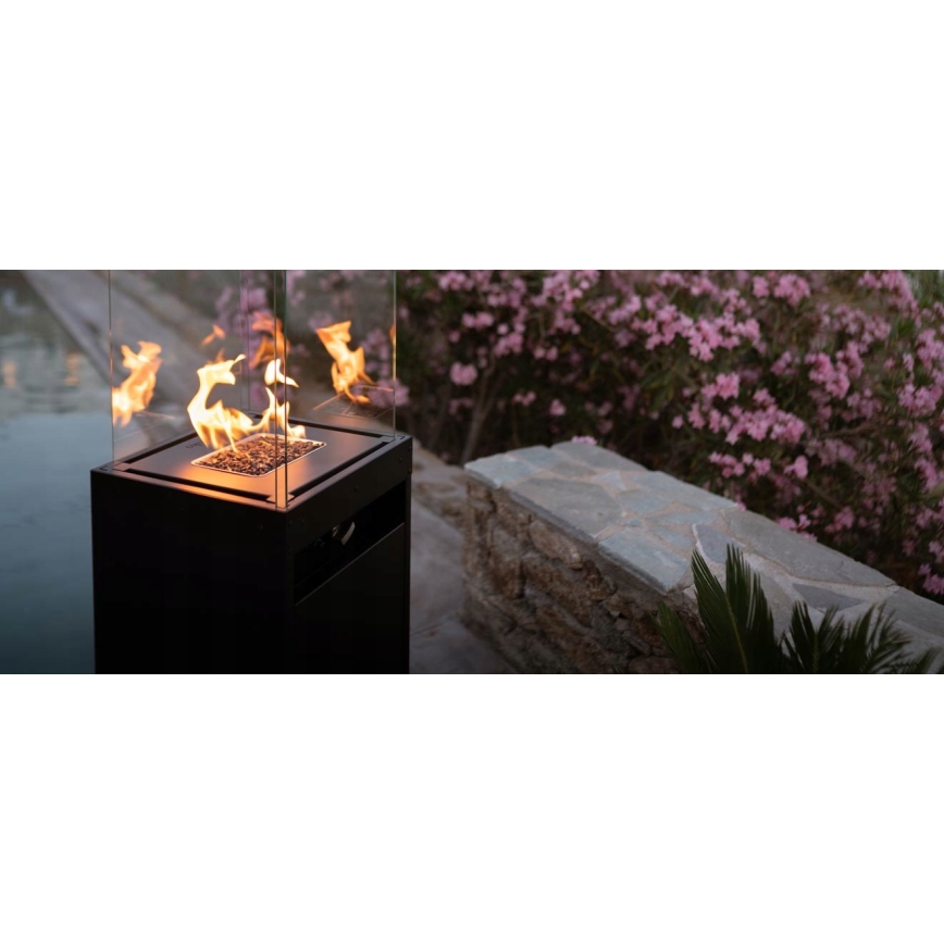 Planika - Buiten gas haard 142x36 cm 8kW 1xAAA zwart + beschermende hoes