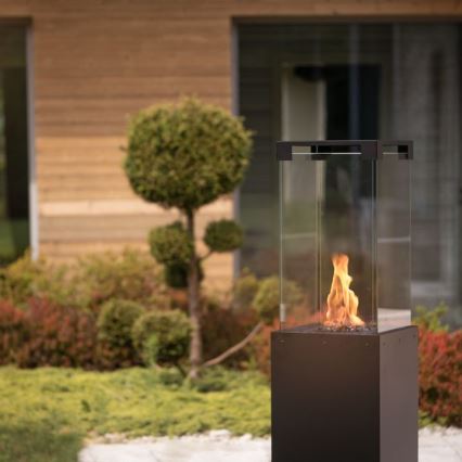 Planika - Buiten gas haard 142x36 cm 8kW 1xAAA zwart + beschermende hoes