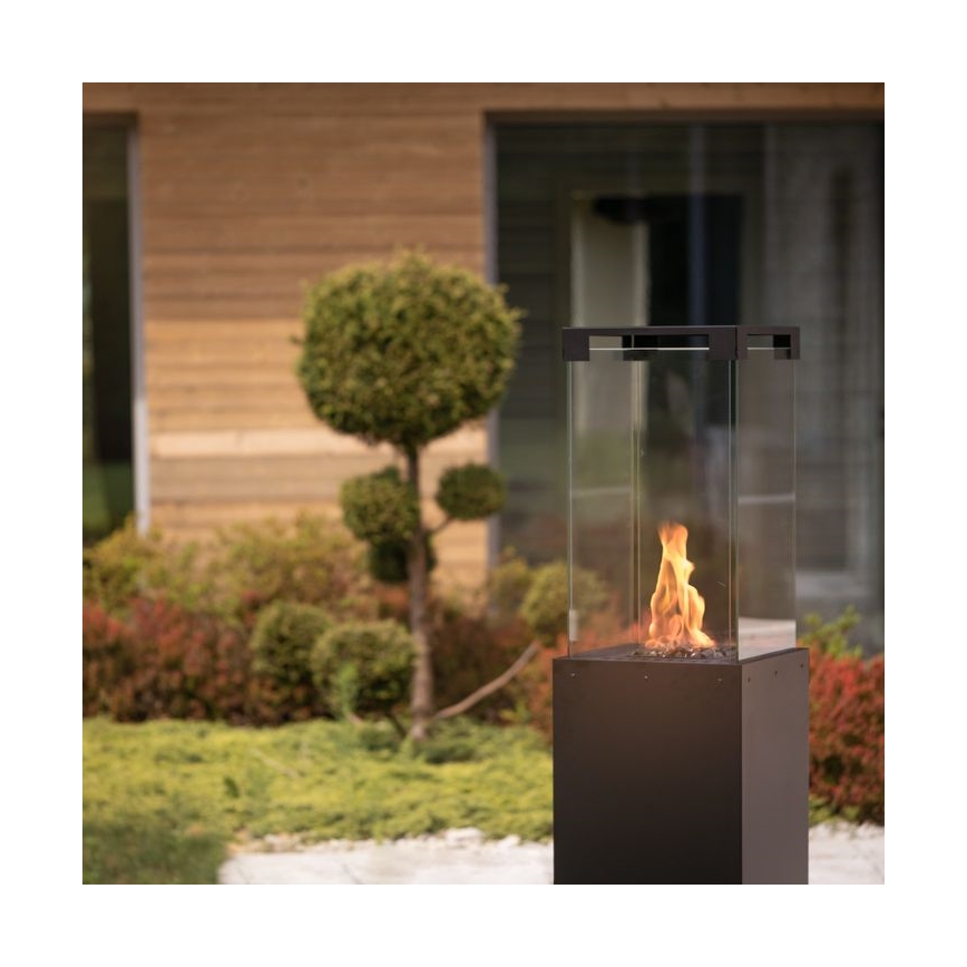 Planika - Buiten gas haard 142x36 cm 8kW 1xAAA zwart + beschermende hoes