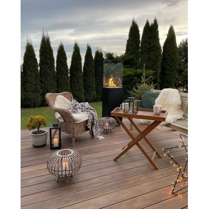 Planika - Buiten gas haard 142x36 cm 8kW 1xAAA zwart + beschermende hoes