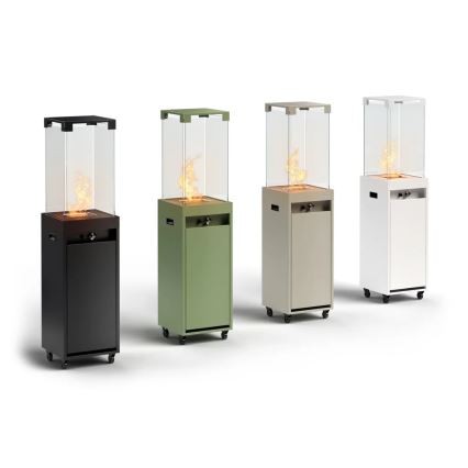 Planika - Buiten gas haard 142x36 cm 8kW 1xAAA zwart + beschermende hoes