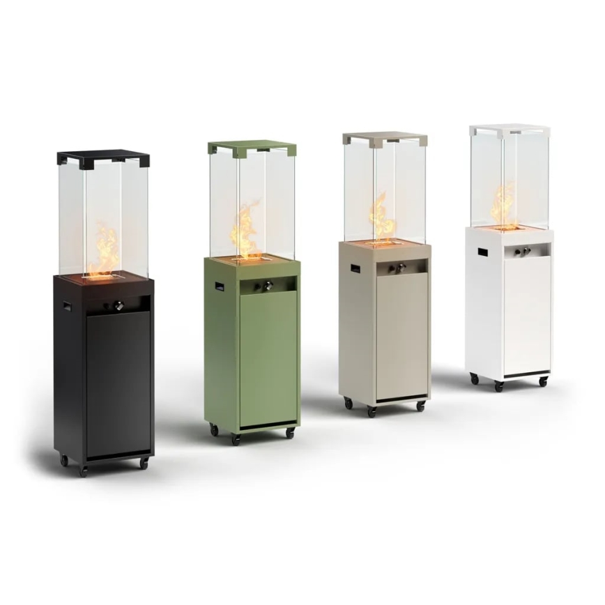 Planika - Buiten gas haard 142x36 cm 8kW 1xAAA zwart + beschermende hoes