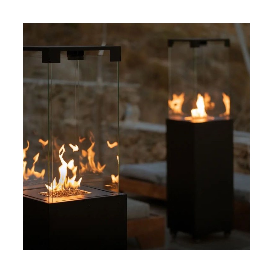 Planika - Buiten gas haard 142x36 cm 8kW 1xAAA zwart + beschermende hoes