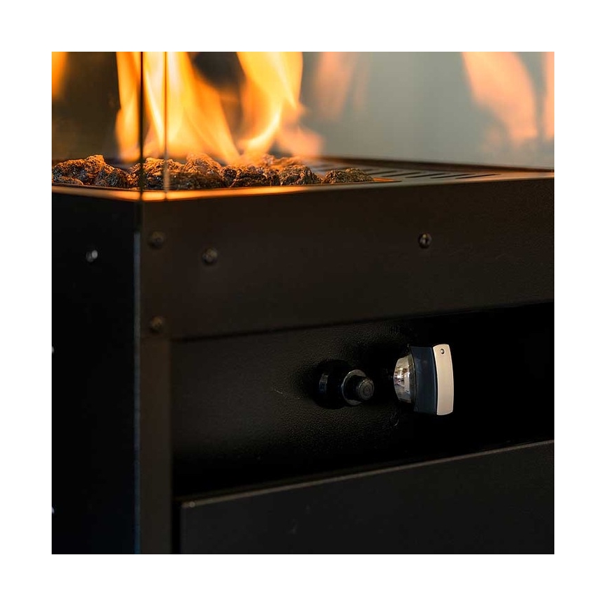 Planika - Buiten gas haard 142x36 cm 8kW 1xAAA zwart + beschermende hoes
