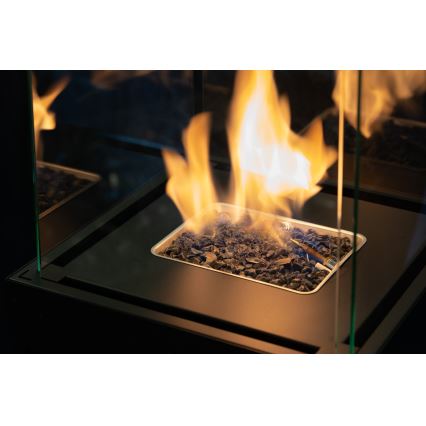 Planika - Buiten gas haard 142x36 cm 8kW 1xAAA zwart + beschermende hoes