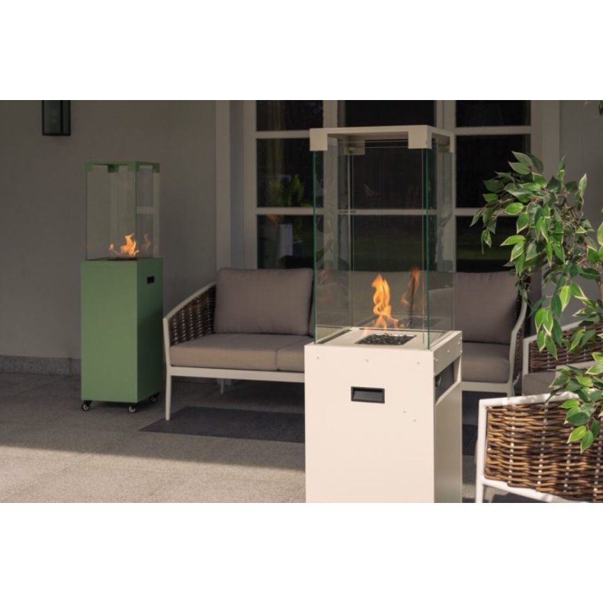 Planika - Buiten gashaard 142x36 cm 8kW 1xAAA wit + beschermhoes