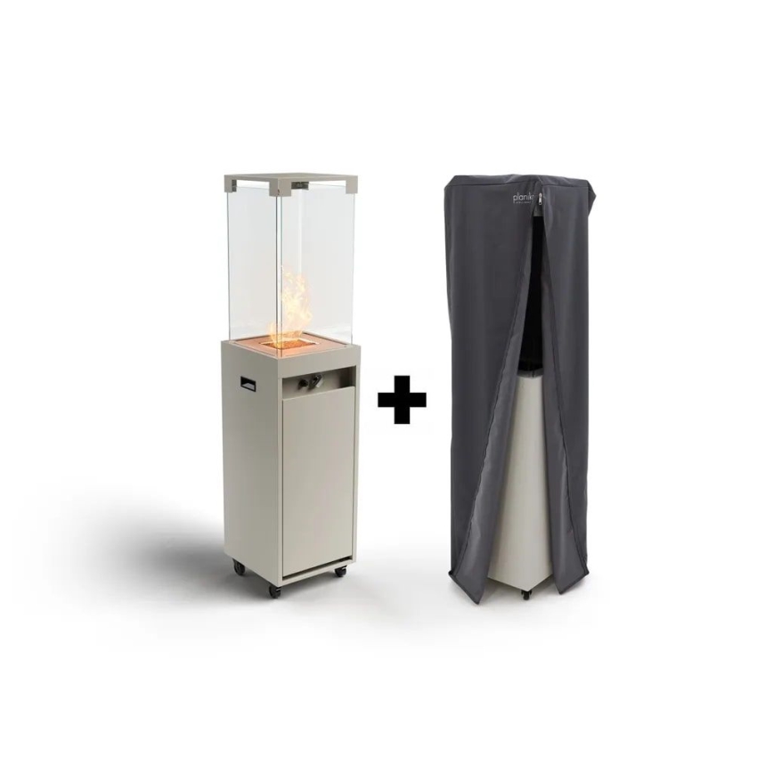 Planika - Cheminée à gaz d'extérieur 142x36 cm 8kW 1xAAA gris + housse de protection