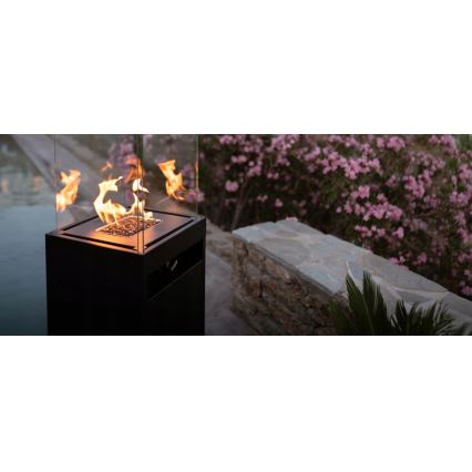 Planika - Cheminée à gaz d'extérieur 142x36 cm 8kW 1xAAA noir + housse de protection