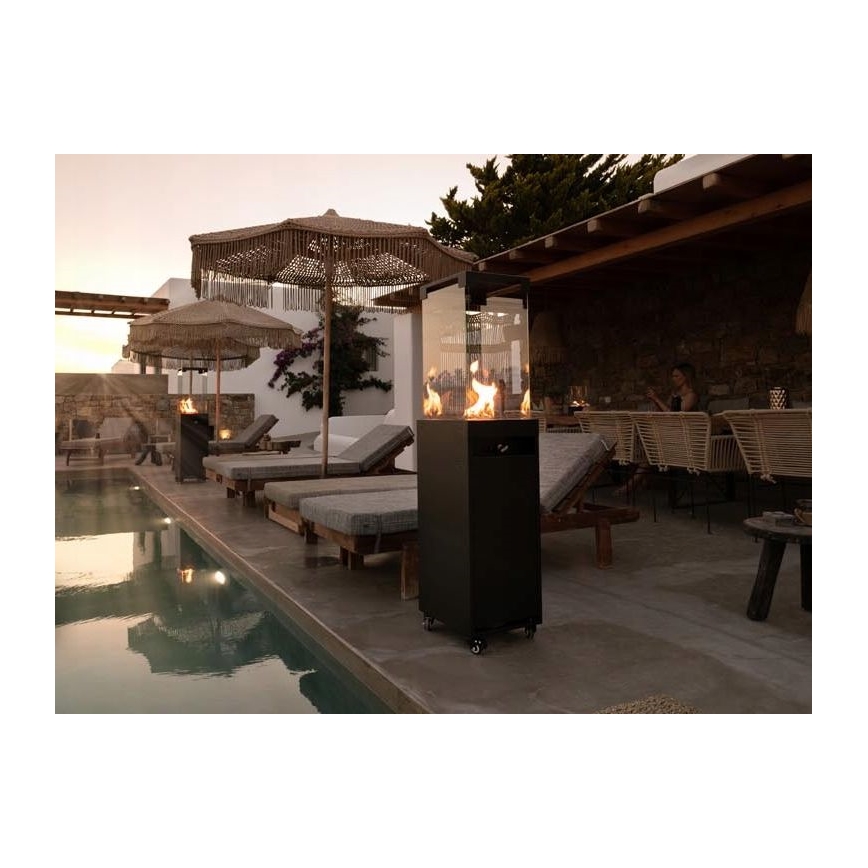 Planika - Cheminée à gaz d'extérieur 142x36 cm 8kW 1xAAA noir + housse de protection