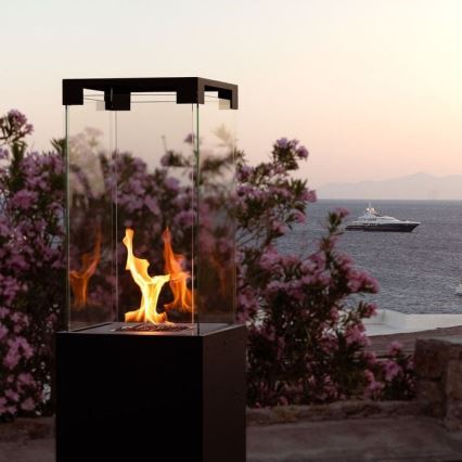 Planika - Cheminée à gaz d'extérieur 142x36 cm 8kW 1xAAA noir + housse de protection
