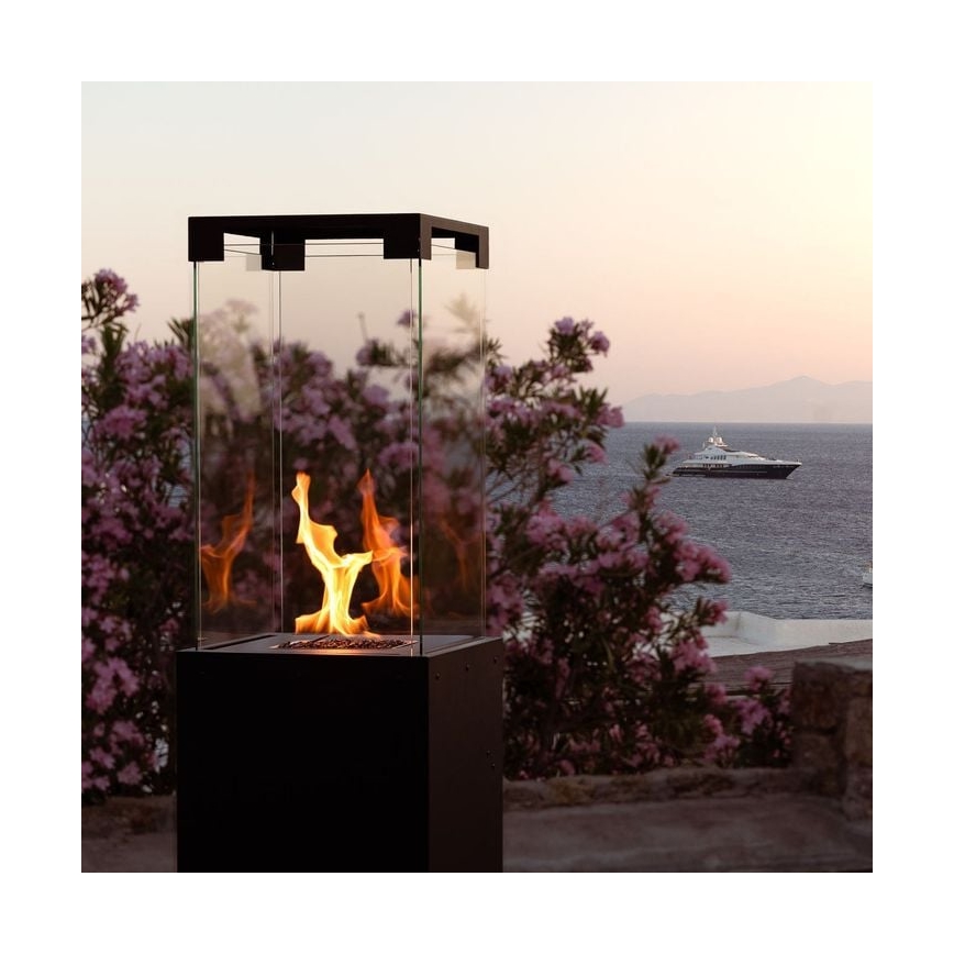 Planika - Cheminée à gaz d'extérieur 142x36 cm 8kW 1xAAA noir + housse de protection