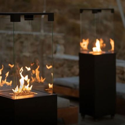 Planika - Cheminée à gaz d'extérieur 142x36 cm 8kW 1xAAA noir + housse de protection