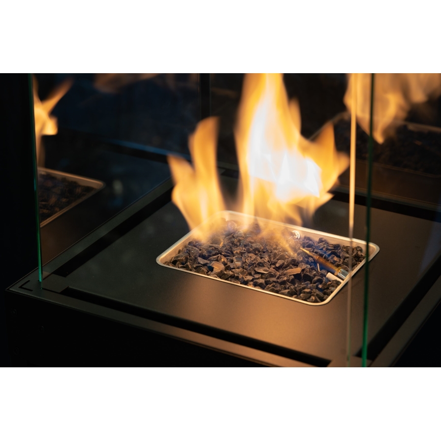 Planika - Cheminée à gaz d'extérieur 142x36 cm 8kW 1xAAA noir + housse de protection
