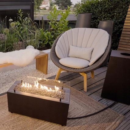 Planika - Buiten gas haard 41,4x69,8 cm 10kW 1xAAA zwart + beschermende hoes