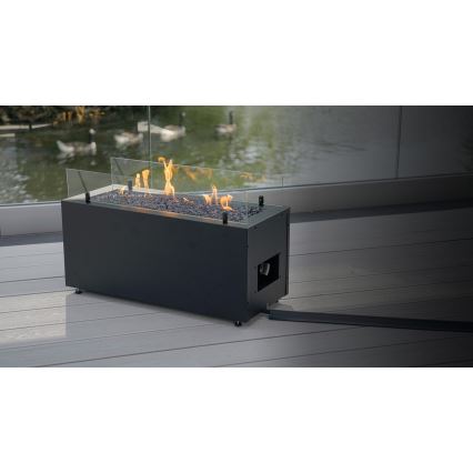 Planika - Buiten gas haard 41,4x69,8 cm 10kW zwart + beschermende hoes