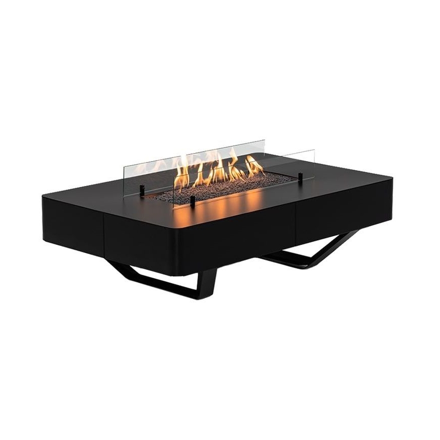 Planika - Buiten gas haard 46x106 cm 10kW zwart + beschermende hoes