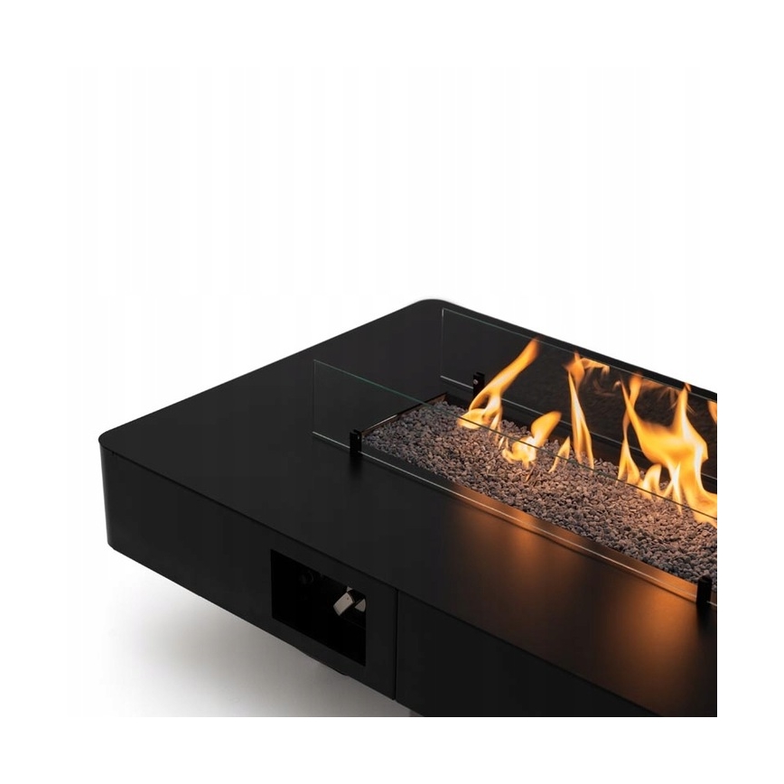 Planika - Cheminée à gaz extérieure 46x106 cm 10kW noir + couverture de protection