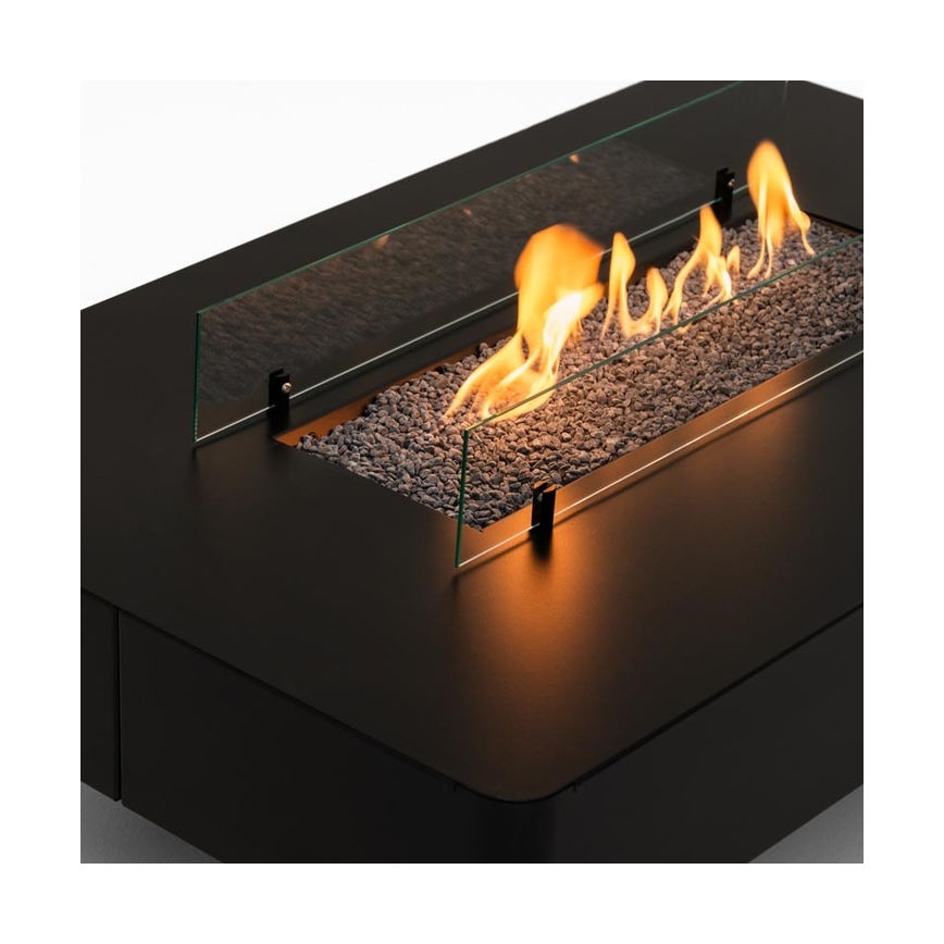 Planika - Cheminée à gaz extérieure 46x106 cm 10kW noir + couverture de protection