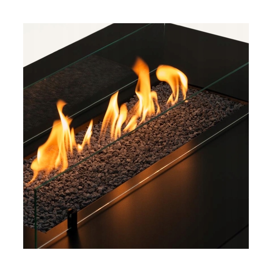 Planika - Cheminée à gaz extérieure 46x106 cm 10kW noir + couverture de protection