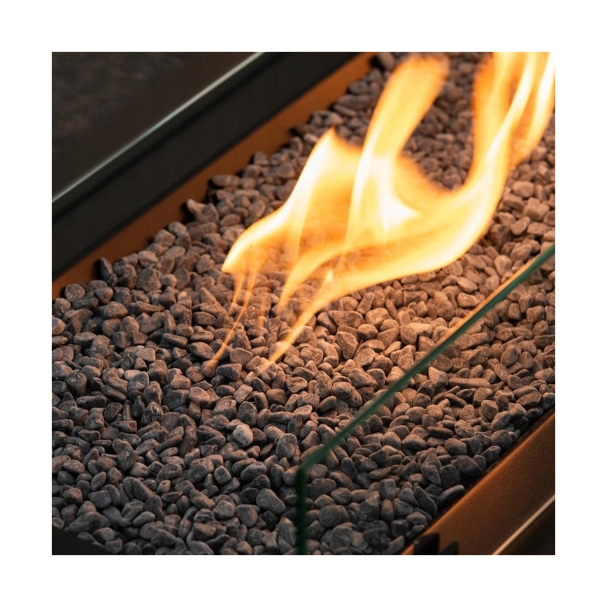 Planika - Cheminée à gaz extérieure 46x106 cm 10kW noir + couverture de protection