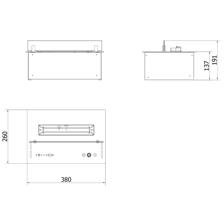 Planika - Ingebouwde biohaard met afstandsbediening 19,1x38 cm 2,5kW/230V zwart