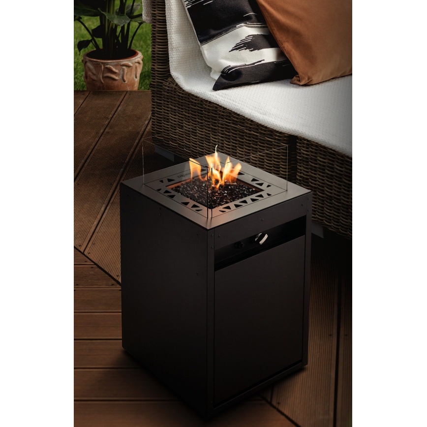 Planika - Buiten gas haard 79,7x48 cm 10kW 1xAAA zwart + beschermende hoes