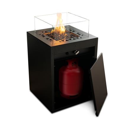 Planika - Buiten gas haard 79,7x48 cm 10kW 1xAAA zwart + beschermende hoes