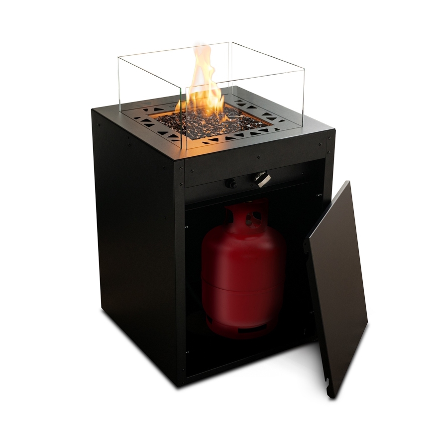 Planika - Buiten gas haard 79,7x48 cm 10kW 1xAAA zwart + beschermende hoes