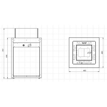 Planika - Buiten gas haard 79,7x48 cm 10kW zwart + beschermende hoes