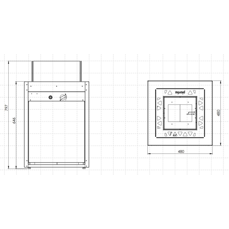 Planika - Buiten gas haard 79,7x48 cm 10kW 1xAAA zwart + beschermende hoes