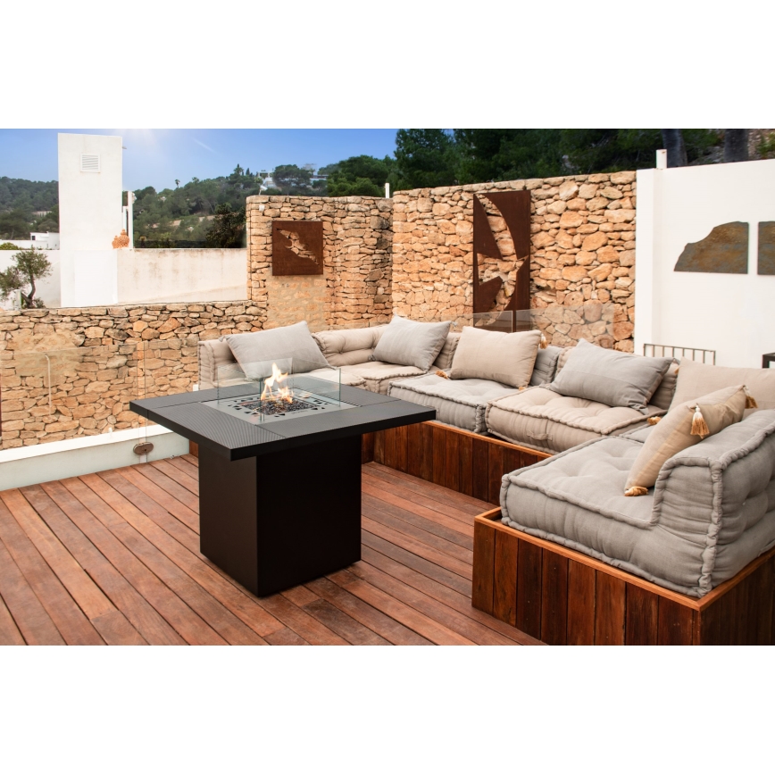 Planika - Cheminée à gaz d'extérieur 79,7x90 cm 10kW 1xAAA noir + housse de protection
