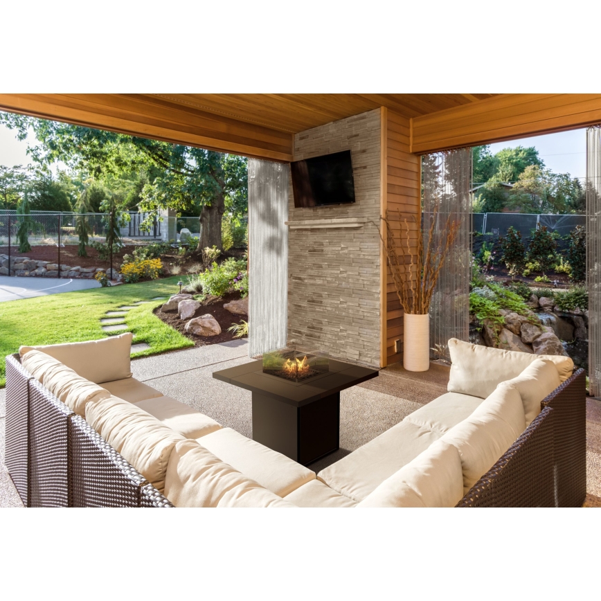 Planika - Cheminée à gaz d'extérieur 79,7x90 cm 10kW 1xAAA noir + housse de protection