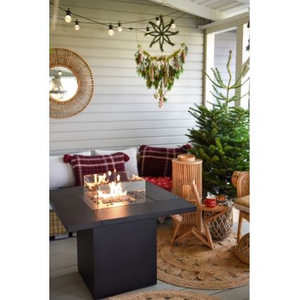 Planika - Cheminée à gaz d'extérieur 79,7x90 cm 10kW 1xAAA noir + housse de protection