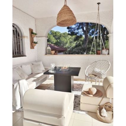 Planika - Cheminée à gaz d'extérieur 79,7x90 cm 10kW 1xAAA noir + housse de protection