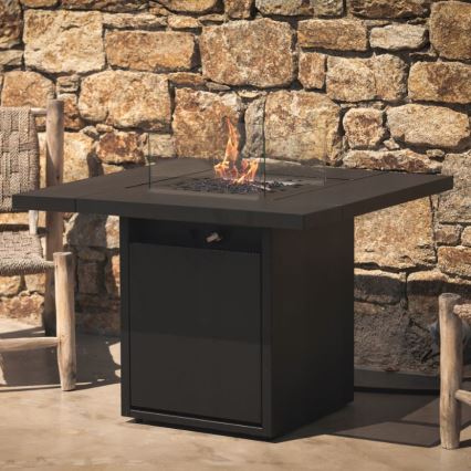 Planika - Cheminée à gaz d'extérieur 79,7x90 cm 10kW 1xAAA noir + housse de protection