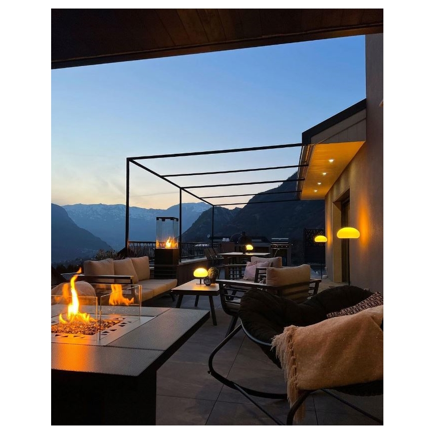 Planika - Cheminée à gaz d'extérieur 79,7x90 cm 10kW 1xAAA noir + housse de protection