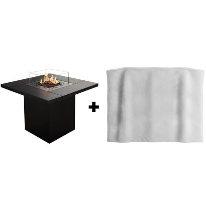Planika - Cheminée à gaz d'extérieur 79,7x90 cm 10kW 1xAAA noir + housse de protection