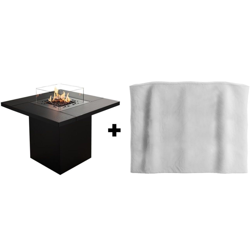 Planika - Cheminée à gaz d'extérieur 79,7x90 cm 10kW 1xAAA noir + housse de protection