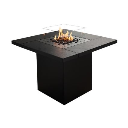Planika - Cheminée à gaz d'extérieur 79,7x90 cm 10kW 1xAAA noir + housse de protection