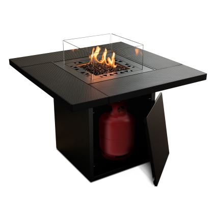 Planika - Cheminée à gaz d'extérieur 79,7x90 cm 10kW 1xAAA noir + housse de protection