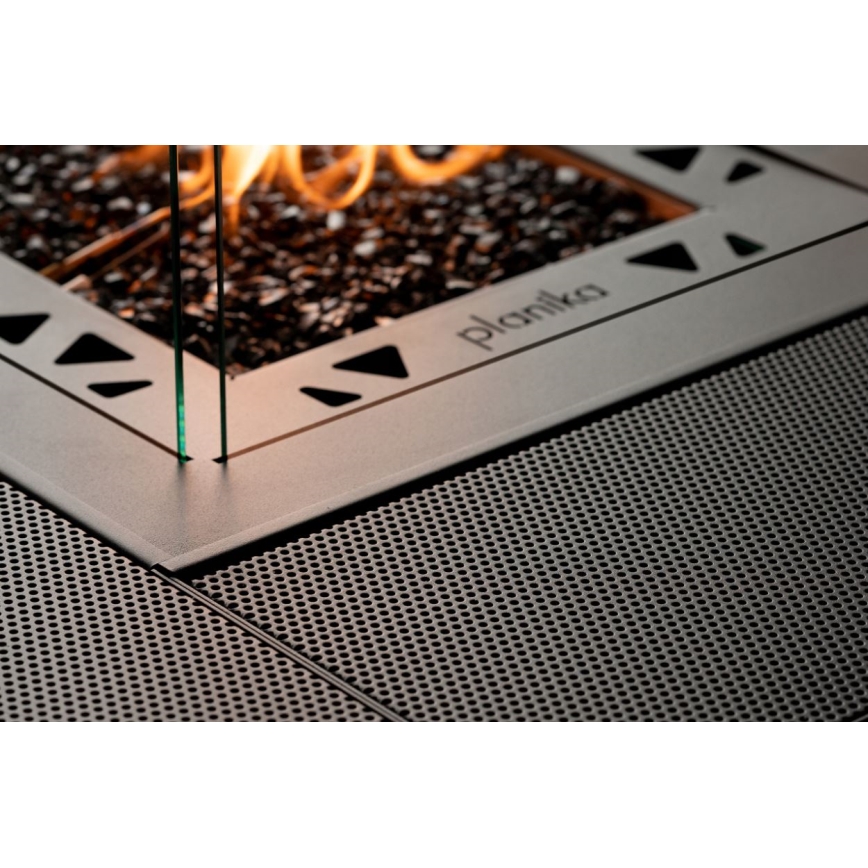 Planika - Cheminée à gaz d'extérieur 79,7x90 cm 10kW 1xAAA noir + housse de protection